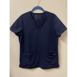 Figs Technical Collection Womens Blue Catarina One Pocket Scrub Top Size S